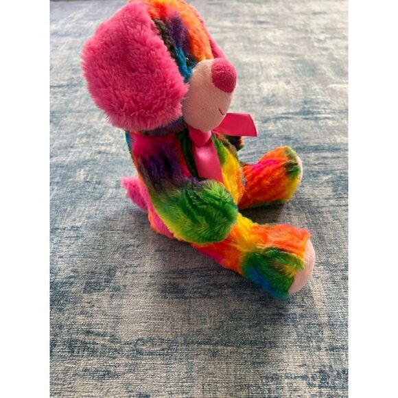 KellyToy Tie Dye Rainbow Heart Dog Bear - Picture 4 of 6